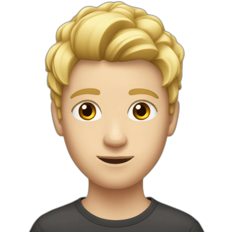 Ein 21-jähriger Junge mit blonde Haare und halbe Bad und Schnurrbart und ein Augenbrauen cut emoji