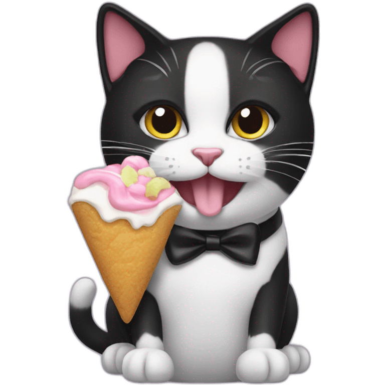 tuxedo cat eating a sweet treat emoji