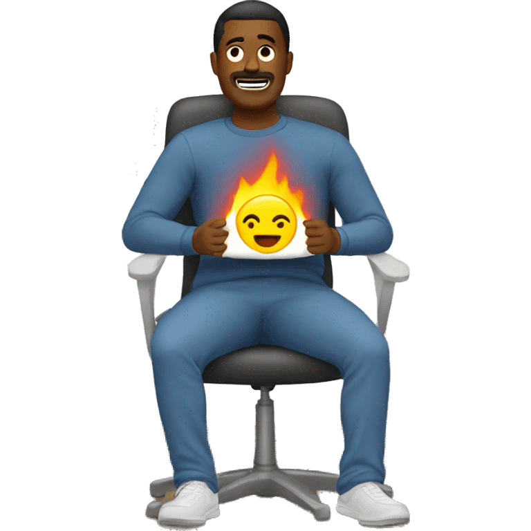 Sitting on chair with heating pad  emoji