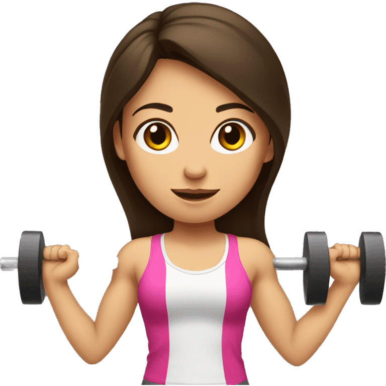 brunette girl lifting weights emoji