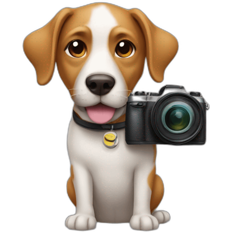 A dog with camera emoji