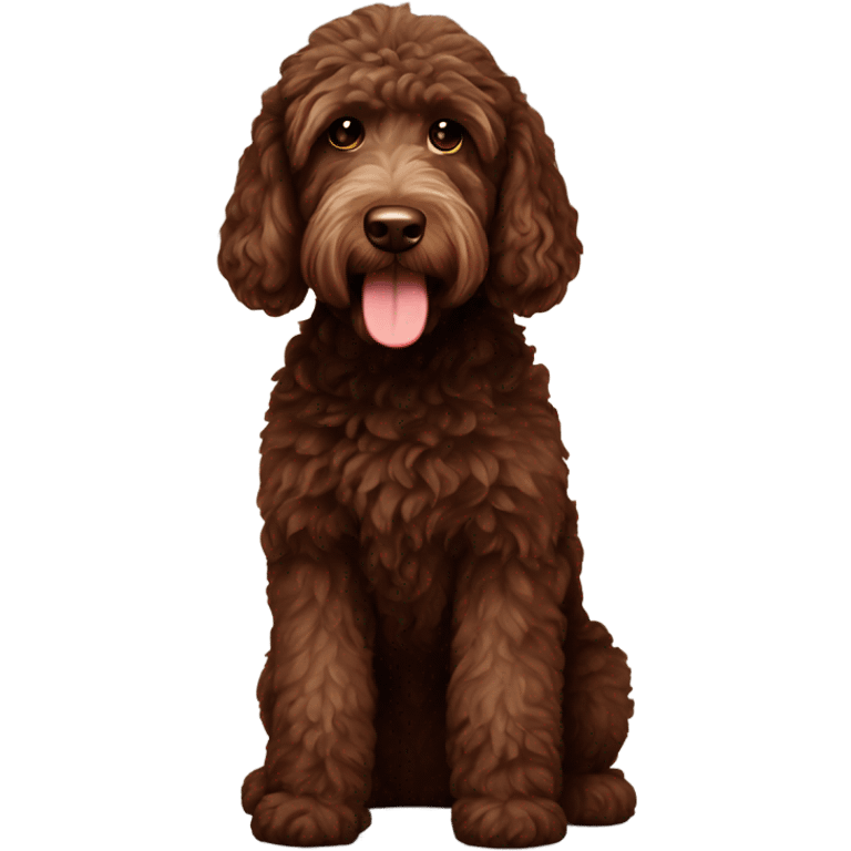 Chocolate Labradoodle sitting  emoji