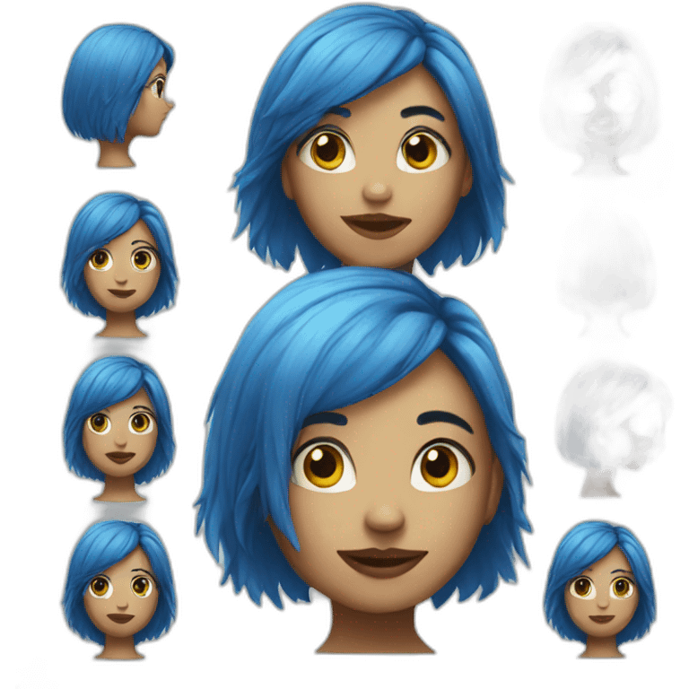 Half blue hair girl emoji