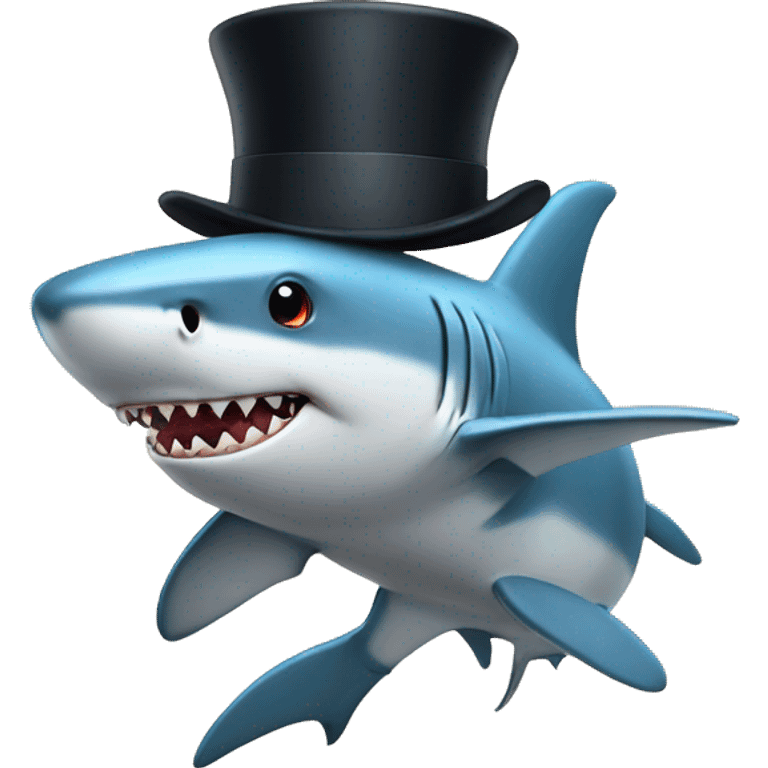 shark with a top hat holding a baby emoji