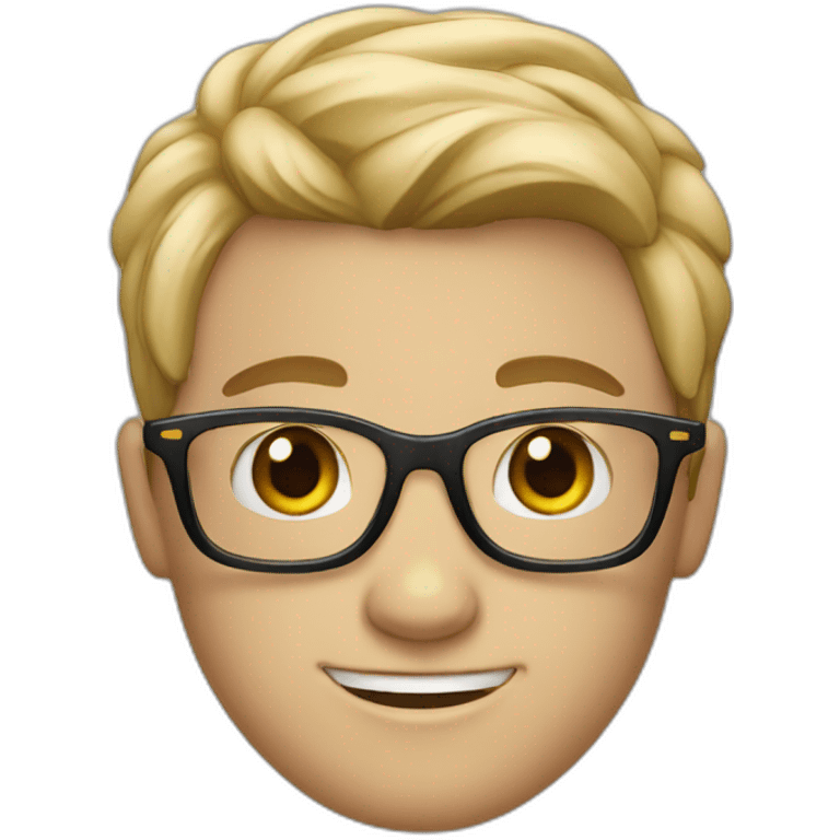 White young Geek with glasses showing hands emoji