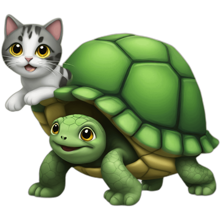 turtle carrying cat emoji