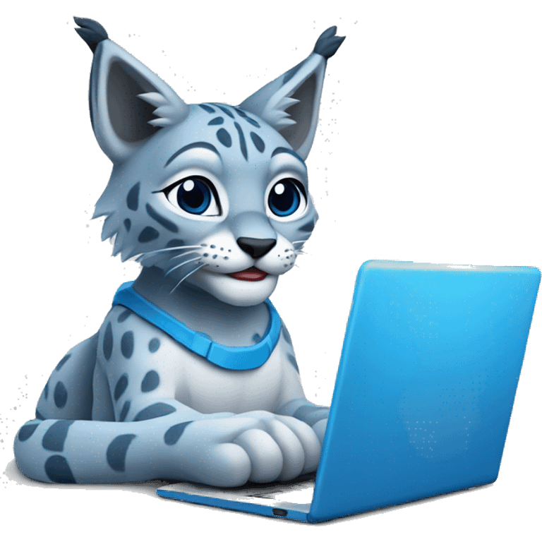 A blue lynx with a laptop emoji