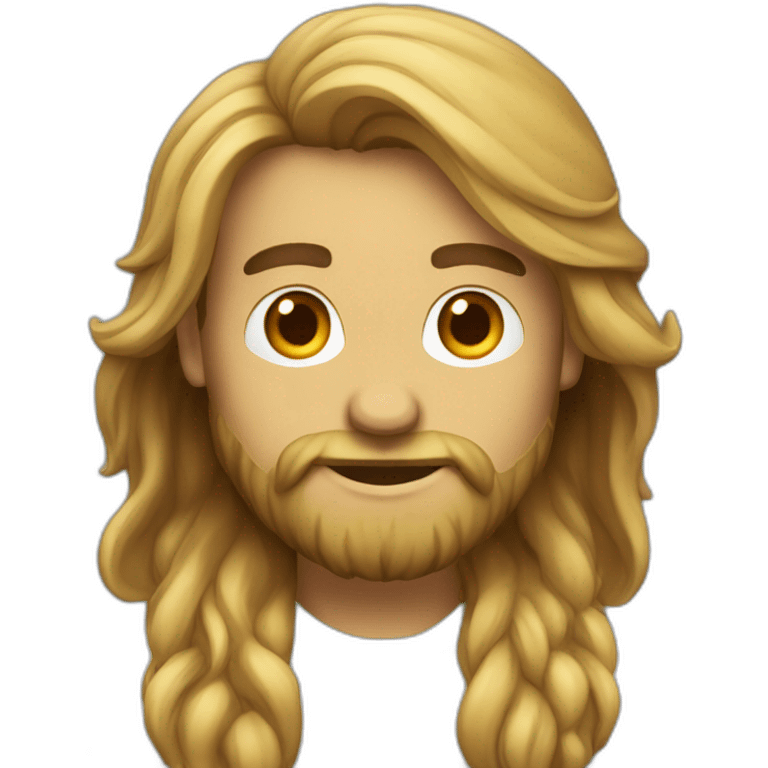 a ungroomed male software engineer with long hair a beard emoji