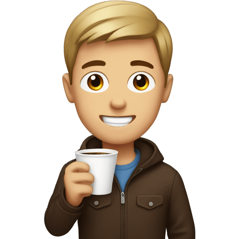 boys enjoying coffee indoors emoji