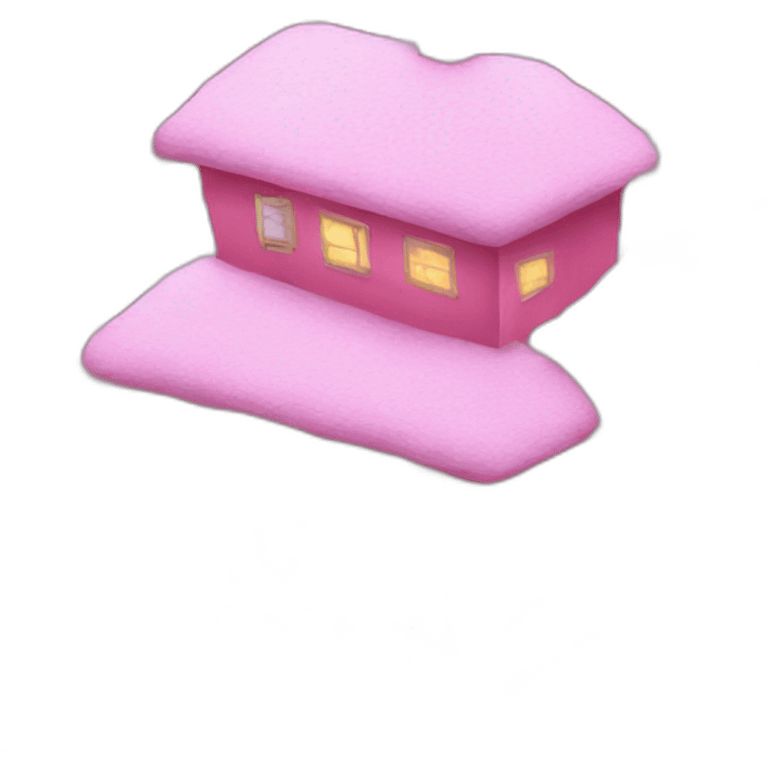 New Year's house decorated pink emoji