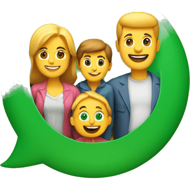 Logo de whatsapp en 3D avec une famille  emoji