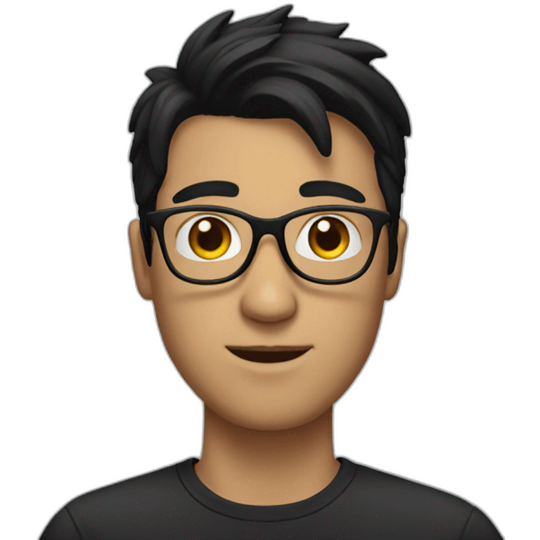 white guy with glasses with black hair emoji