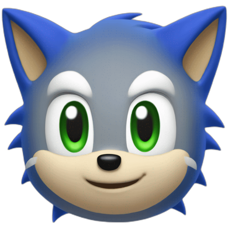 Face of Sonic The Hedgehog from SEGA, Blue Fur with a green eyes, emoji