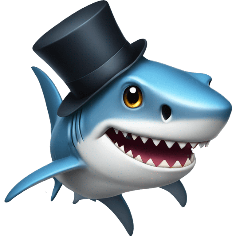 Shark with a top hat emoji