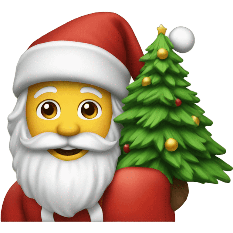 Create an emoji of santa riding a christmas tree emoji