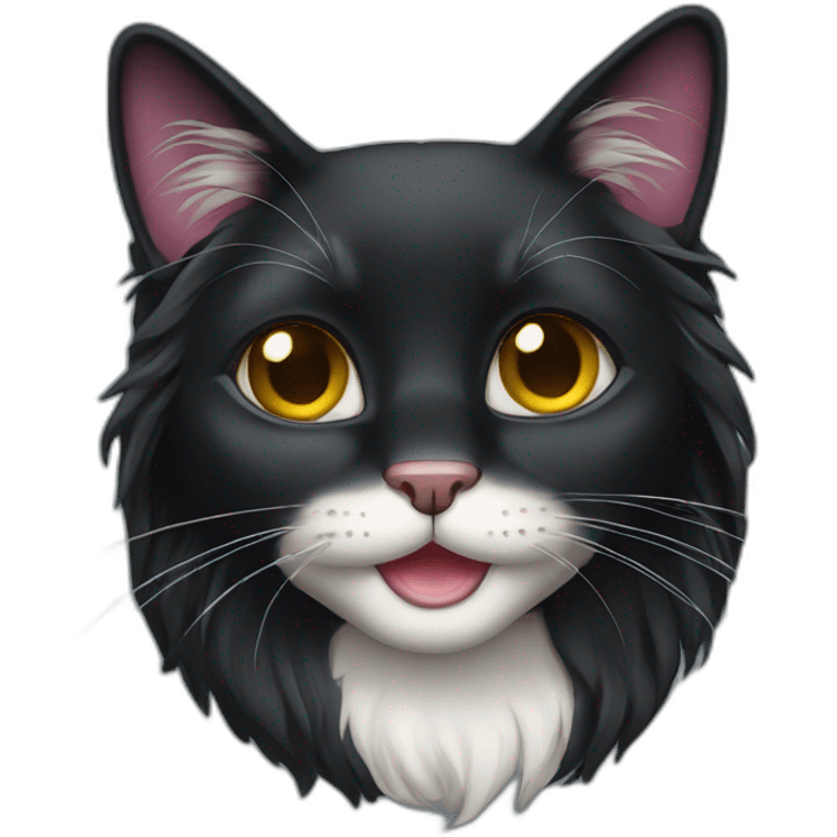 long hair black cat emoji