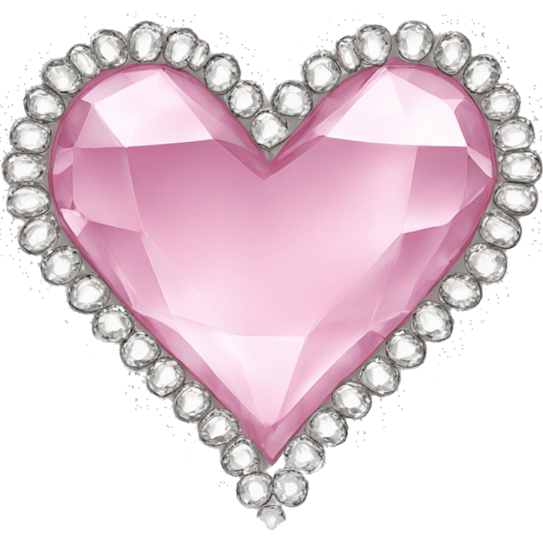 soft pink heart in large round rhinestones, symmetrical, shining emoji