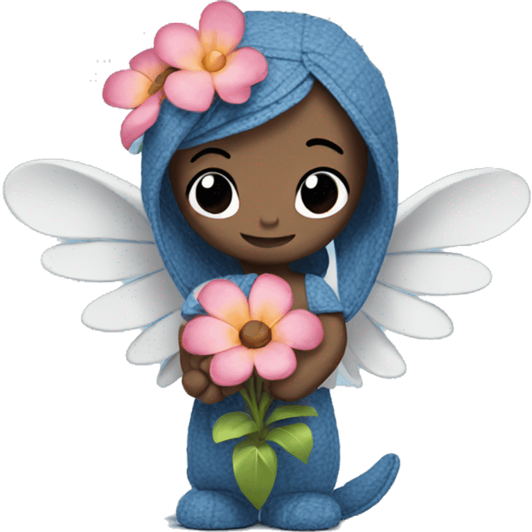 Stitch Angel with flower emoji