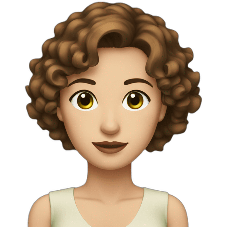 Spanish woman ruffled brown short hair and white skin green and brown eyes  emoji