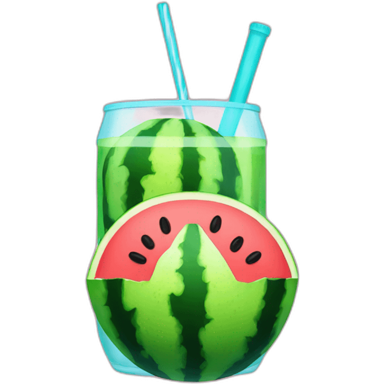 Watermelon drinking soda emoji