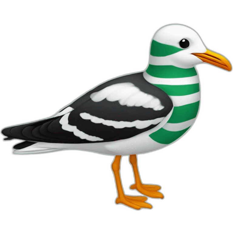 Black and green striped seagull emoji