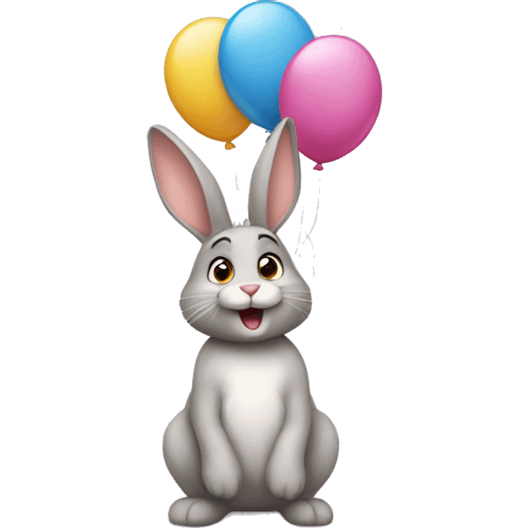 Bunny with balloons  emoji