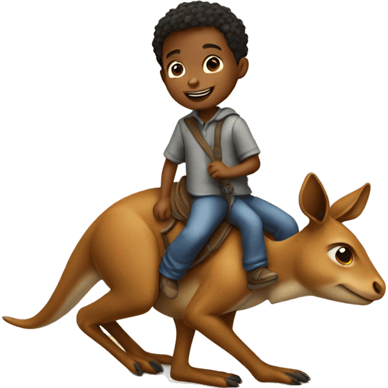 A little boy riding a kangaroo emoji