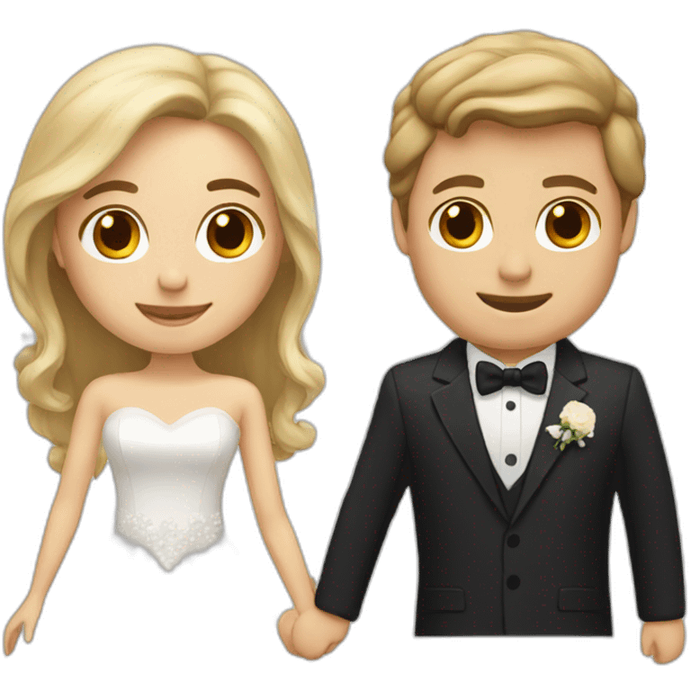 Woman with brown hair and guy with blonde hair getting married emoji