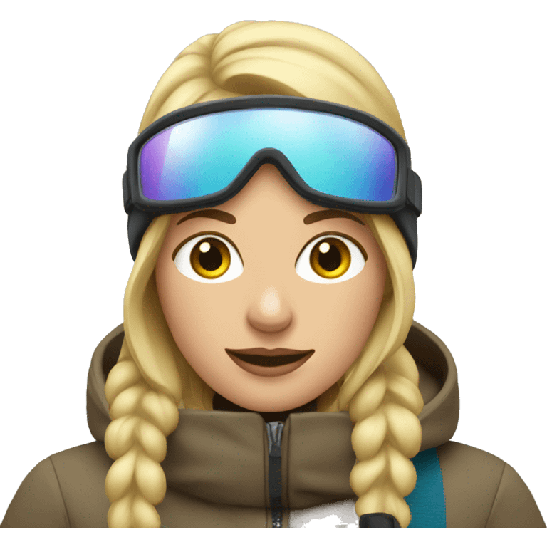 Blonde Woman in a warm jacket on ski  emoji