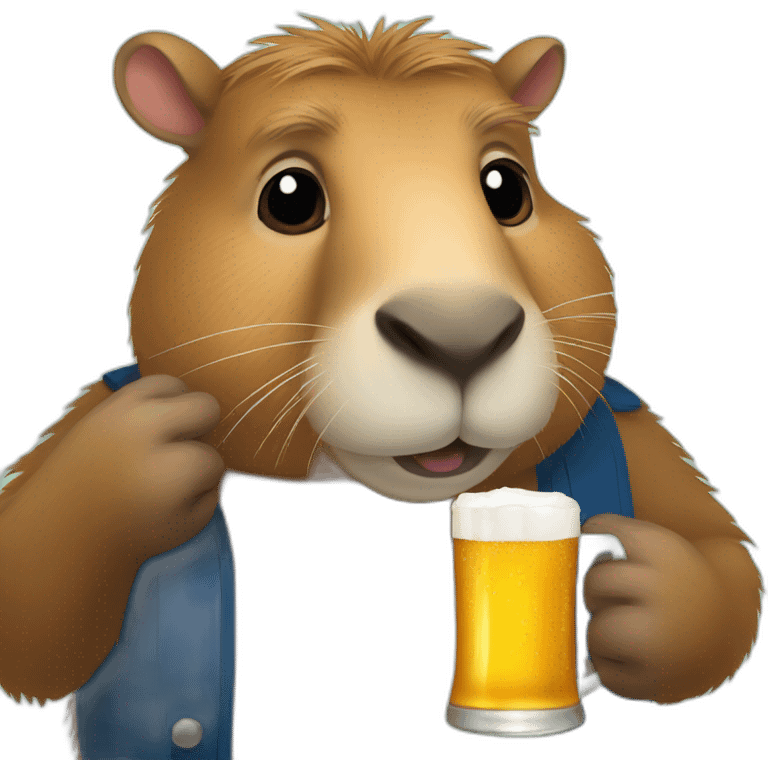 A capybara holding a beer emoji