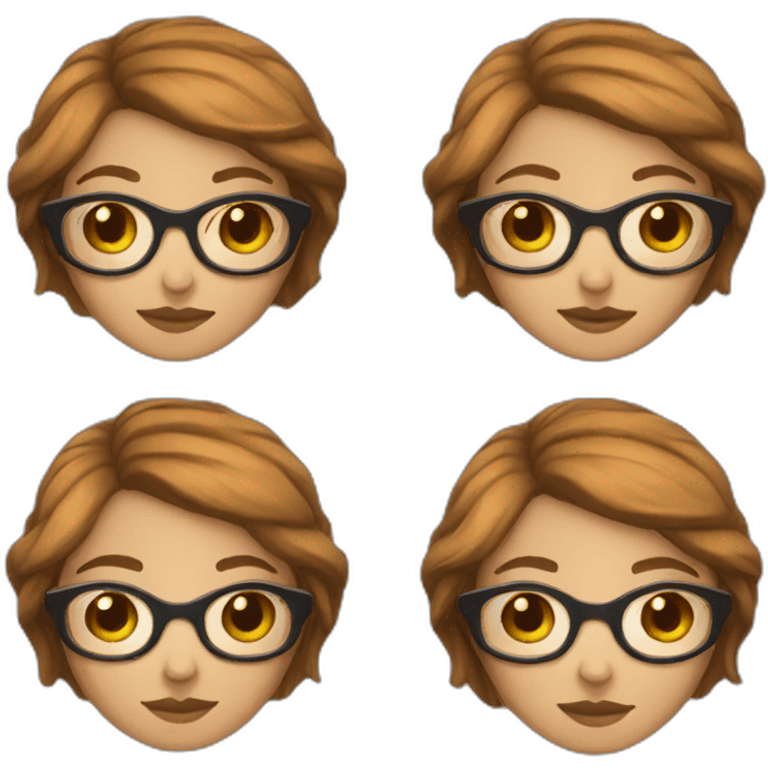 Girl with glasses with brown short hair skin fair emoji