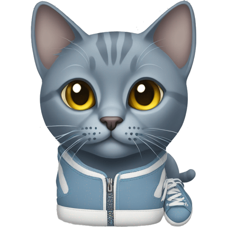 Russian blue cat wearing sneakers  emoji