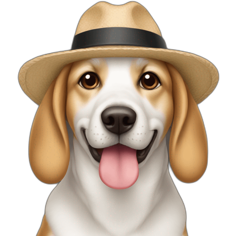 Chien avec un chapeau emoji