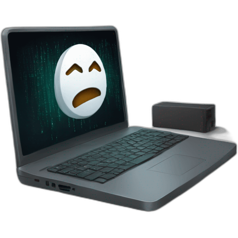 Hacker frente a un teclado emoji