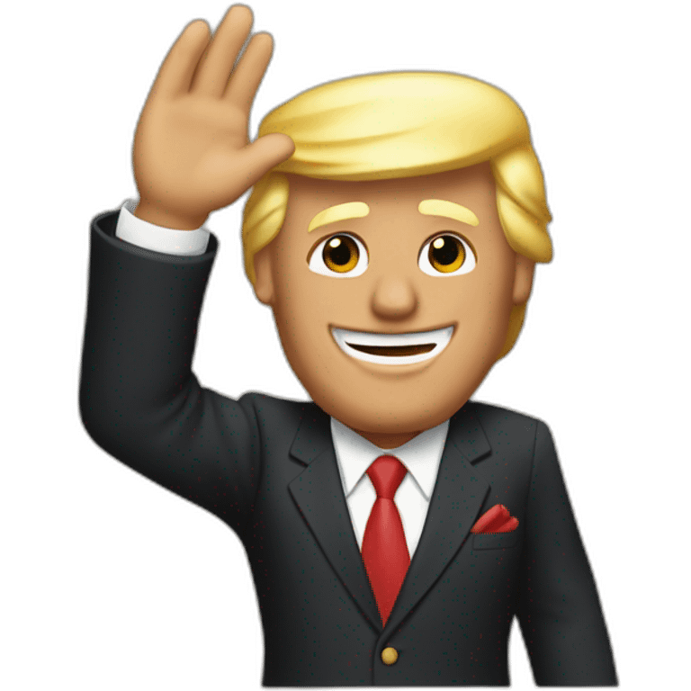 Donald Trump in suit waving emoji