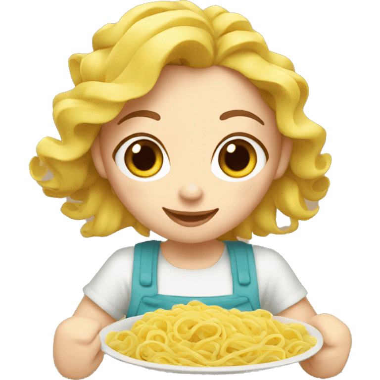 fair skinned girl making pasta emoji