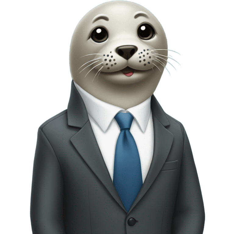 Seal wearing a suit with a poo emoji