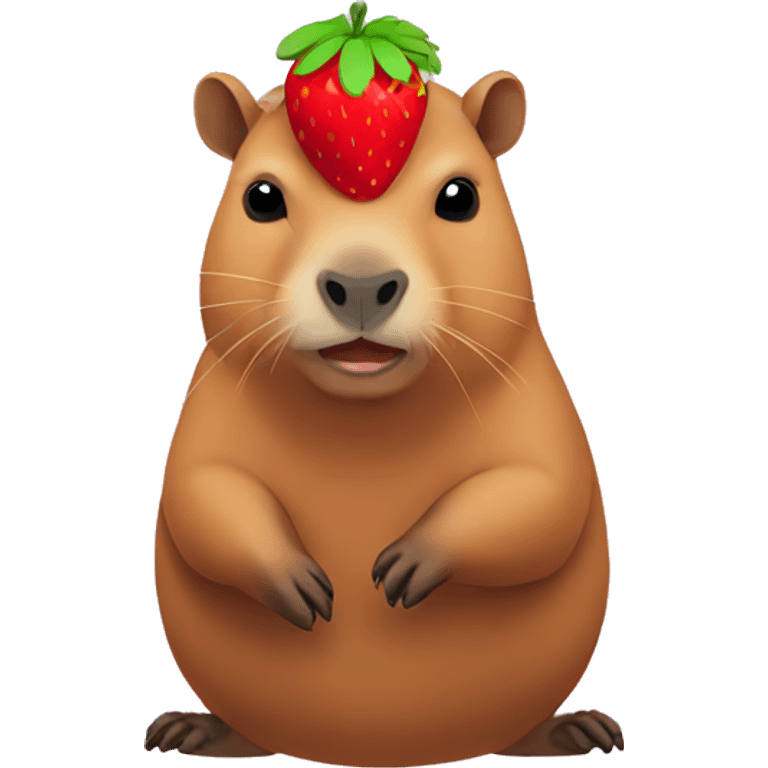 capybara wearing a strawberry emoji