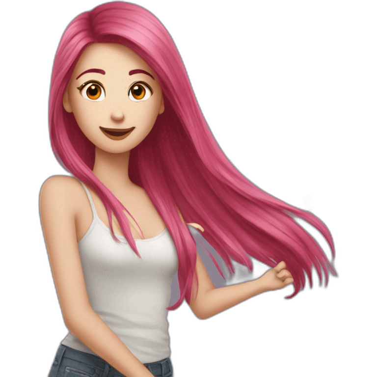 girl-long-straight-rosered-hair-throwing-confetti emoji