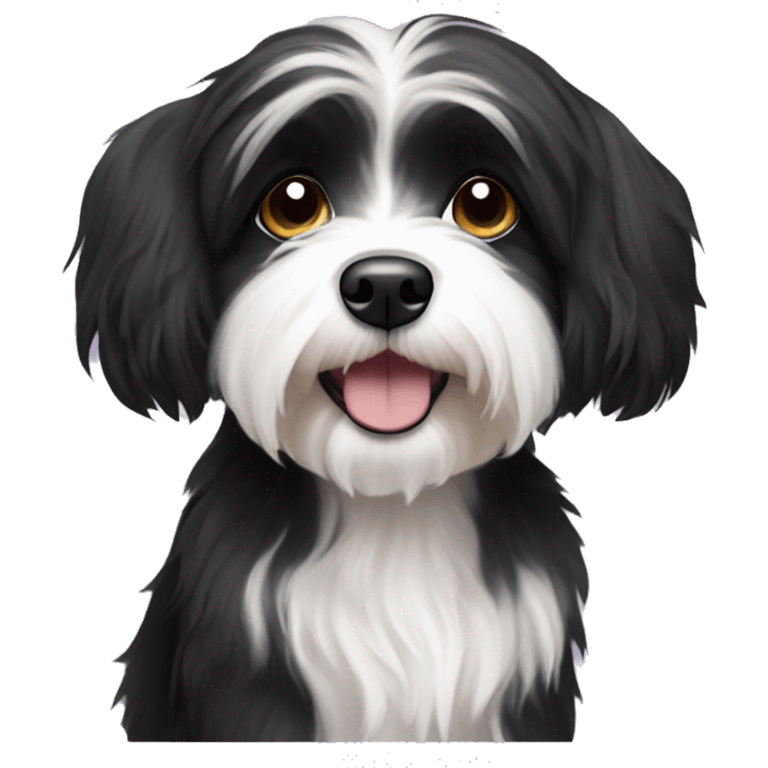 Black and white Havanese dog emoji