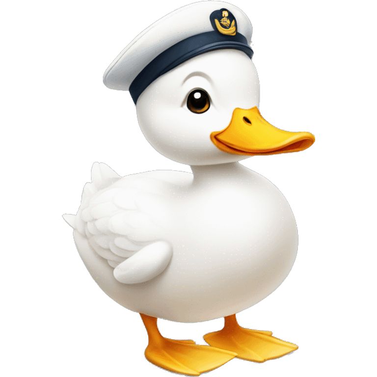 A white duck with a sailor hat emoji