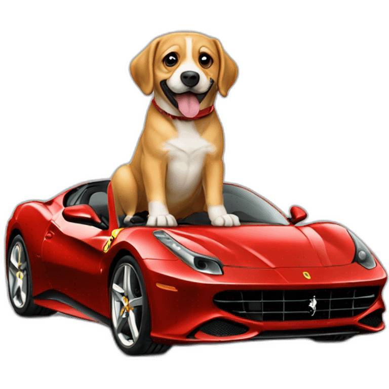 Chien sur une Ferrari emoji