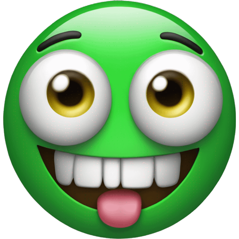 a green smiley shoked with big round eyes and mouth wide open emoji