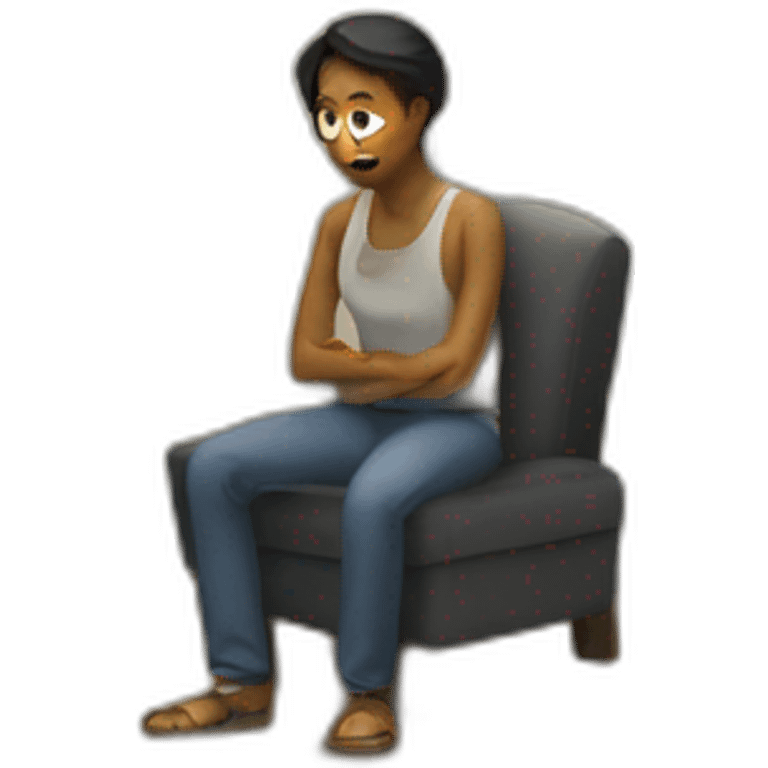 A fear person sitting on the room emoji