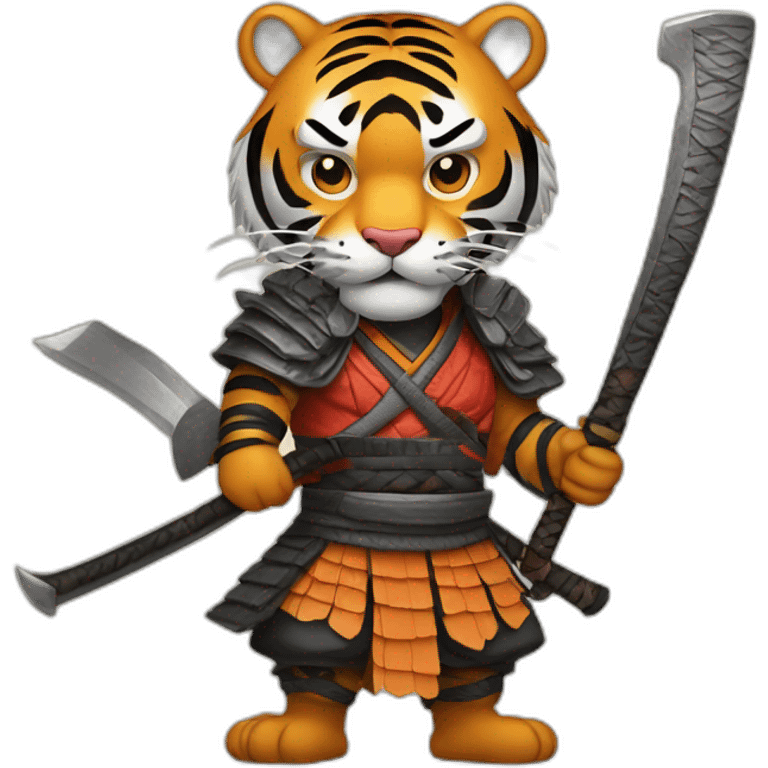 Tiger samurai holding axe emoji