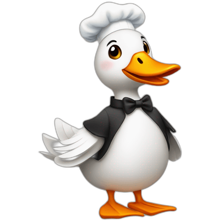 A goose dressed like a chef emoji