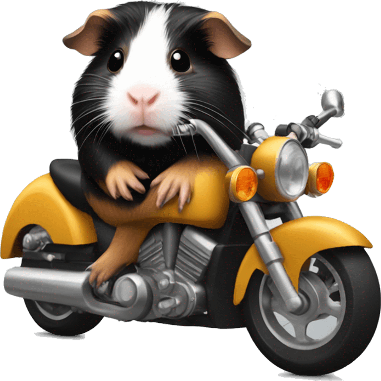 Black and tan guinea pig on motorcycle  emoji