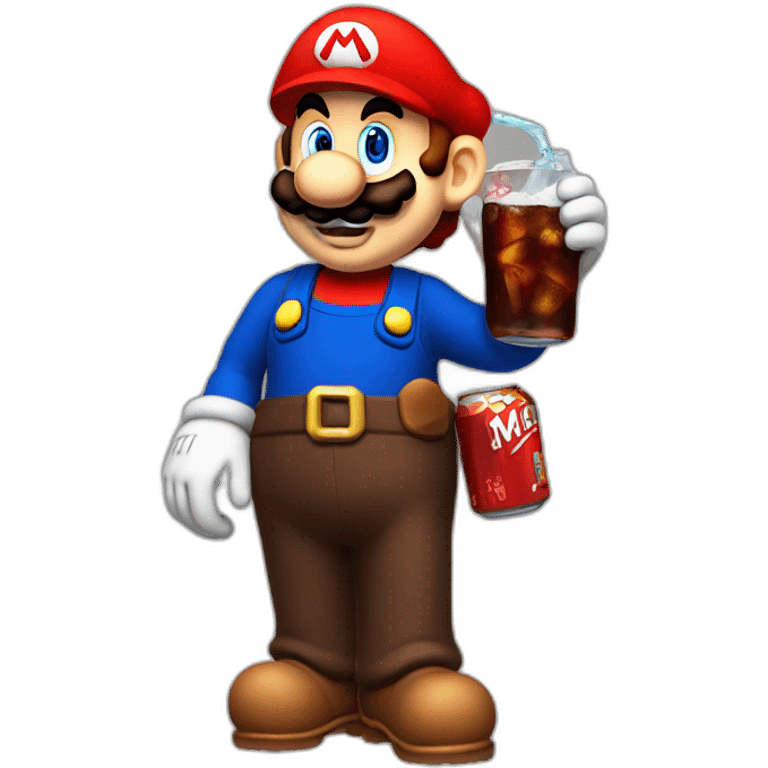 Mario driking a cola emoji