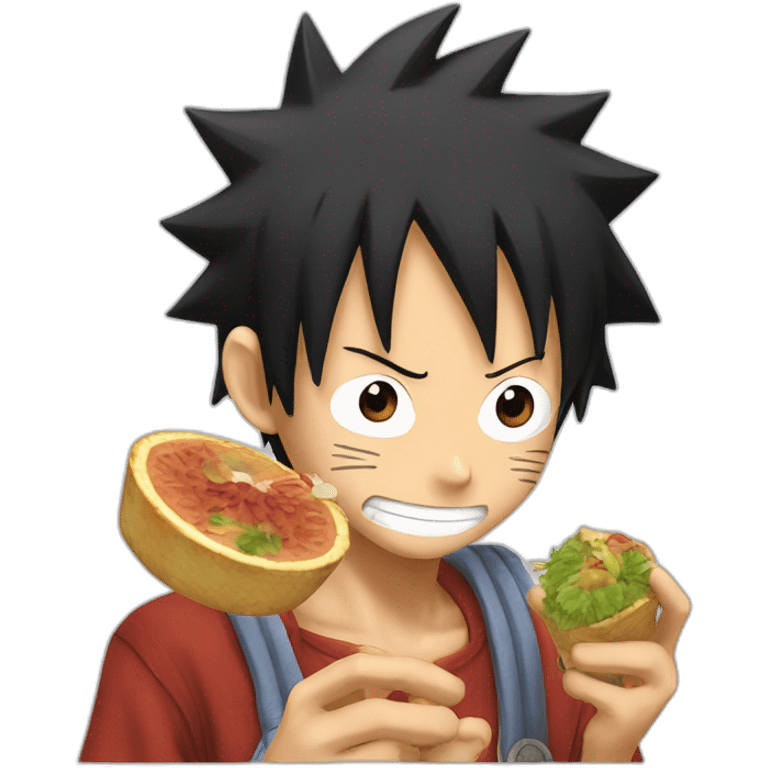 Luffy with naruto eating emoji