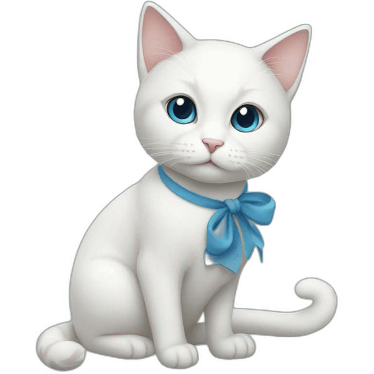 white cat with blue dress emoji